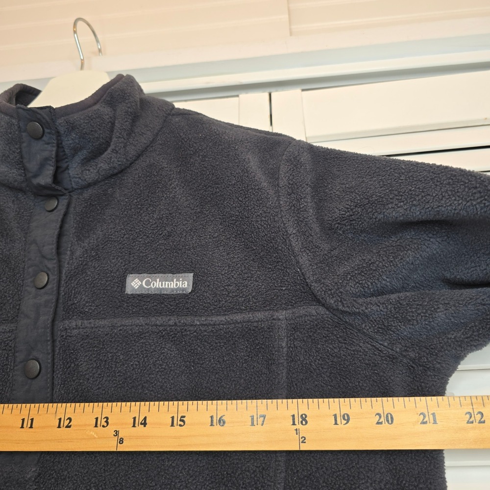 COLUMBIA Women Pullover Fleece II Benton Springs Half Snap Black Sz XL Gorpcore - Picture 8 of 11